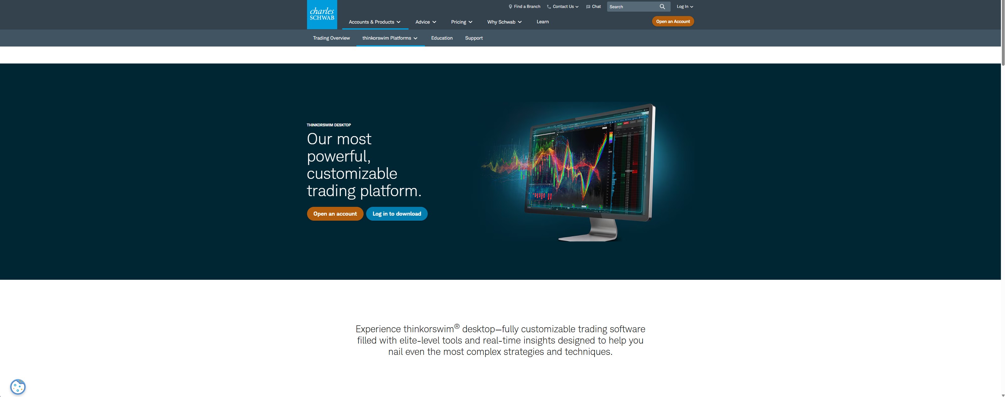thinkorswim desktop — the fully customizable trading platform bundled free with a Charles Schwab account