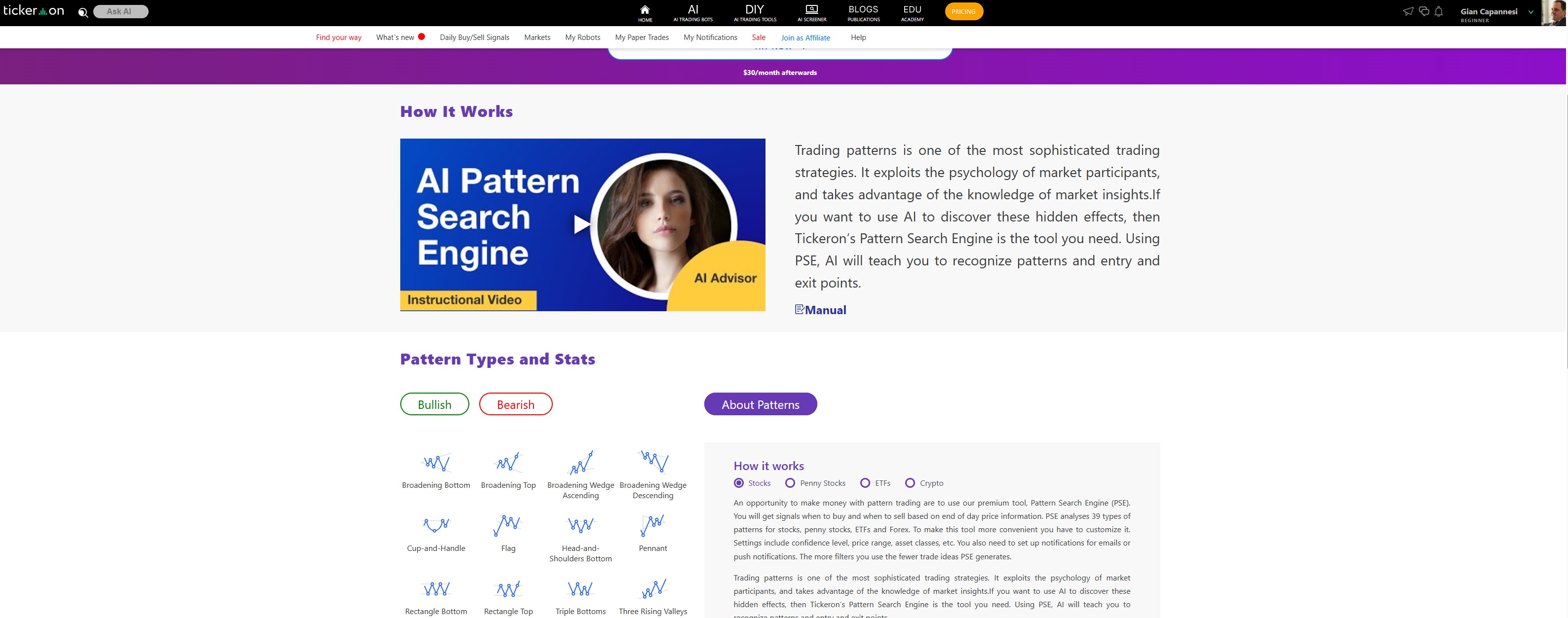 Tickeron Pattern Search Engine