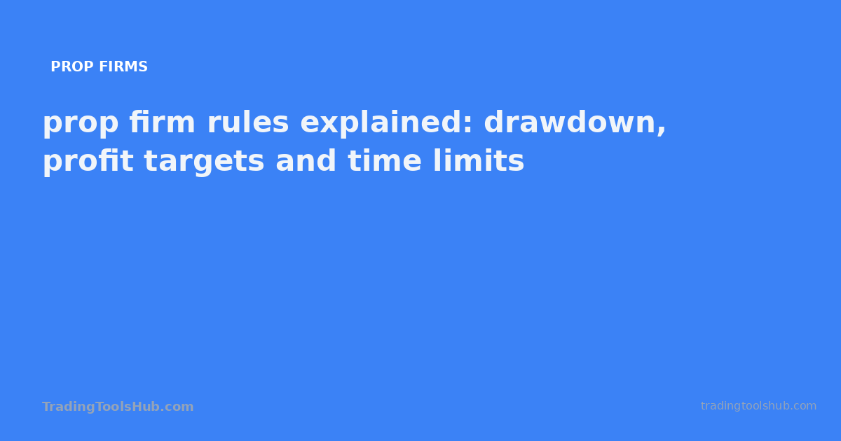 prop firm rules explained: drawdown, profit targets and time limits — TradingToolsHub guide